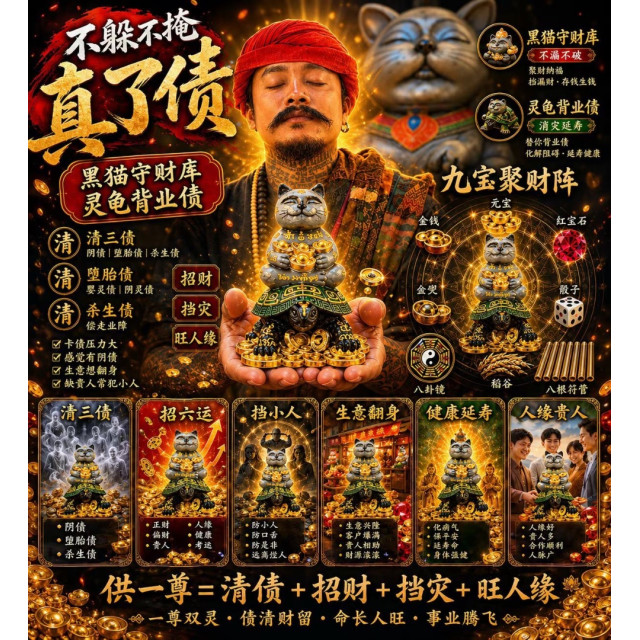  阿贊黑貓・九寶清債招財尊