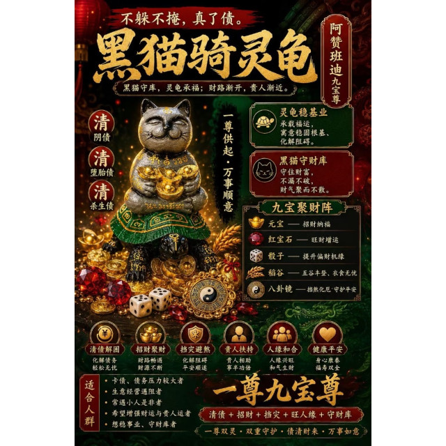  阿贊黑貓・九寶清債招財尊