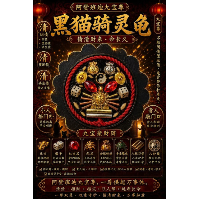  阿贊黑貓・九寶清債招財尊